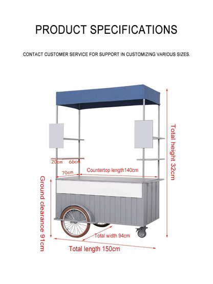 Ice Cream Bike Cart Ice Cream Cart Street Sale Mobile Tricycle Cart with Freezer Vending Tricycle to Serve Ice Cream